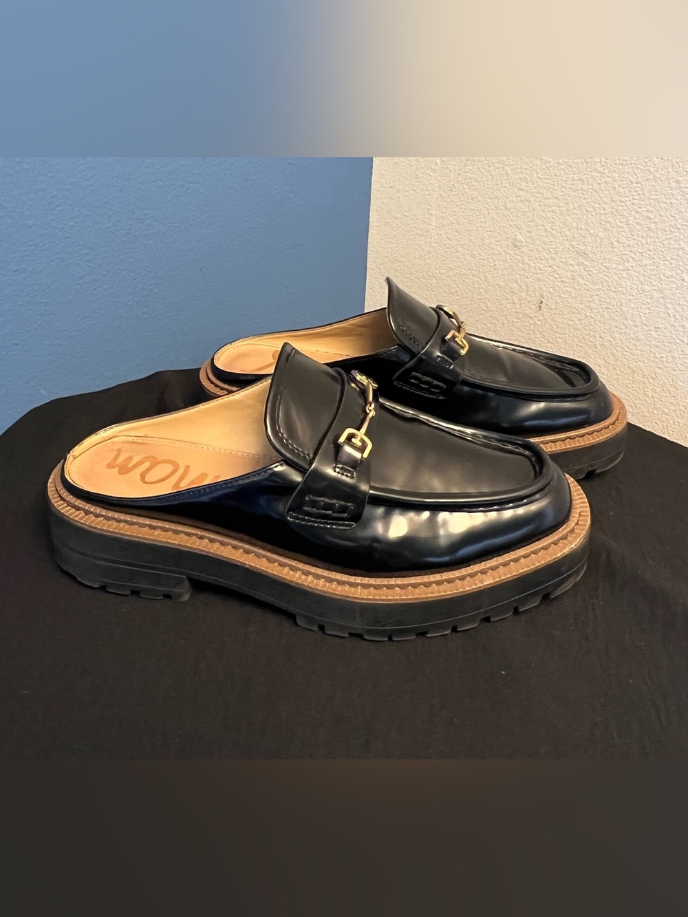 Sam Edelman Lennon Womens Size 8.5 Shoes Black Leather Slip On Mule Bit Loafers